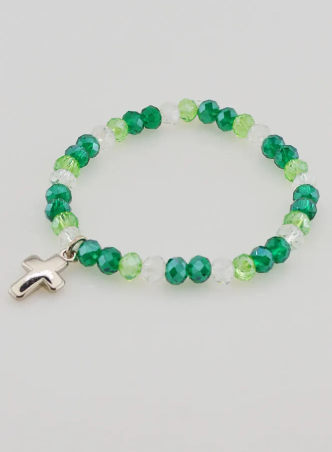 Bracelet with Cross and Glass Beads - Green (pic 3)