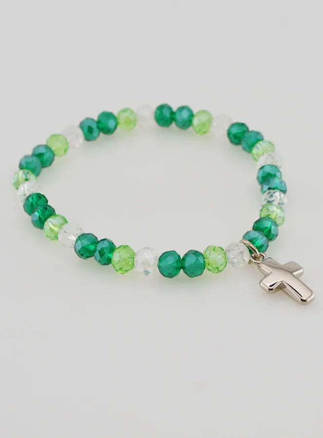 Bracelet with Cross and Glass Beads - Green (pic 4)