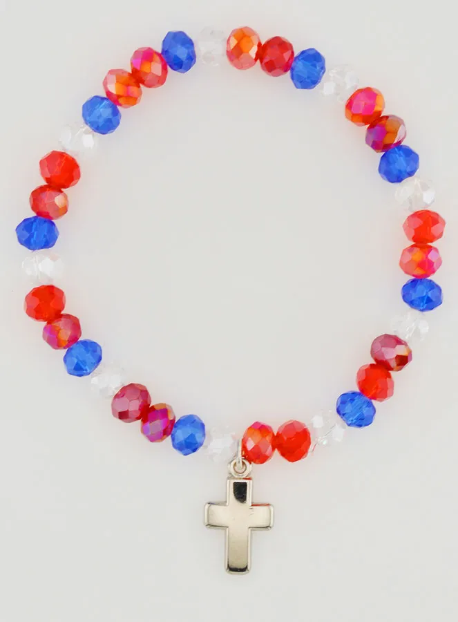 Cross Bracelet - Blue White Red (pic 1)