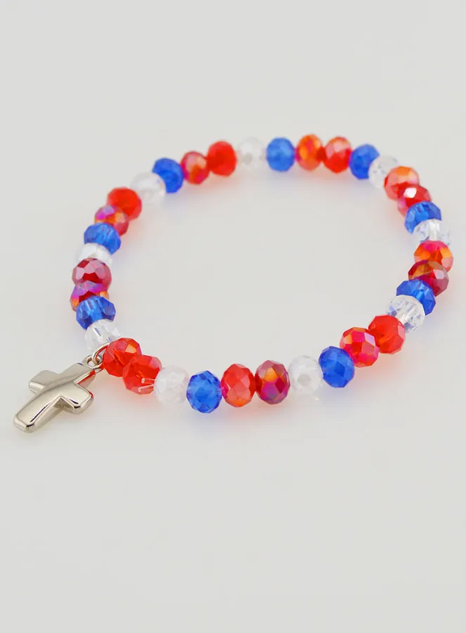 Cross Bracelet - Blue White Red (pic 3)
