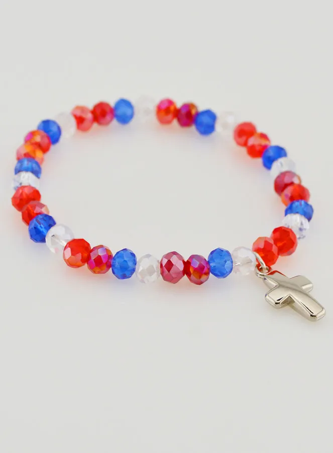Cross Bracelet - Blue White Red (pic 4)