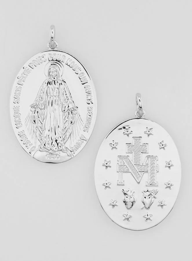 Rhodium-plated Miraculous Medal – 30mm (pic 1)