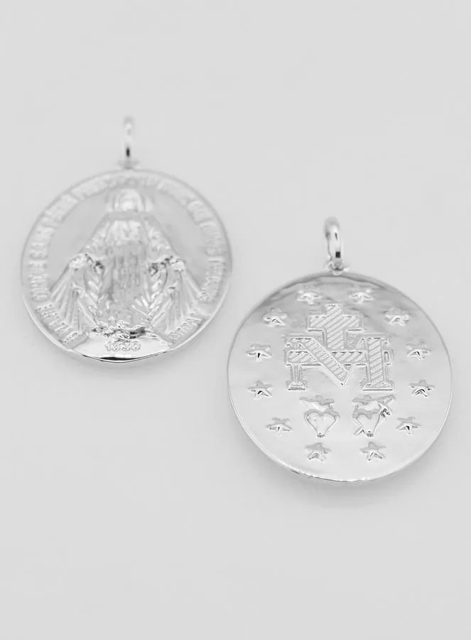Rhodium-plated Miraculous Medal – 30mm (pic 2)