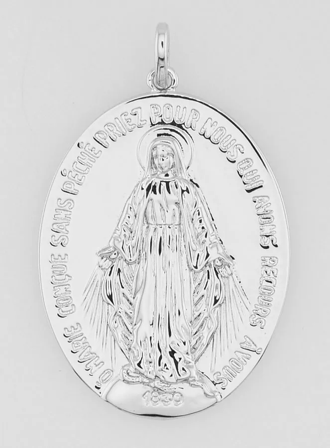 Rhodium-plated Miraculous Medal – 30mm (pic 3)