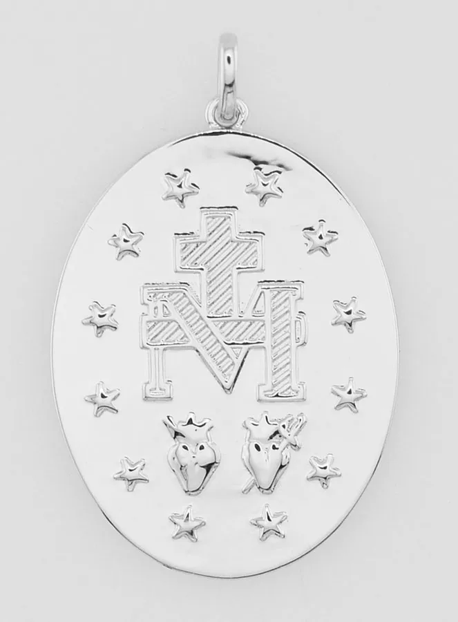 Rhodium-plated Miraculous Medal – 30mm (pic 4)