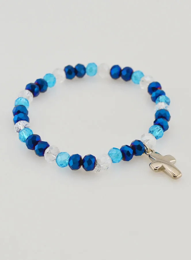 Bracelet with Cross and Glass Beads - Blue (pic 3)