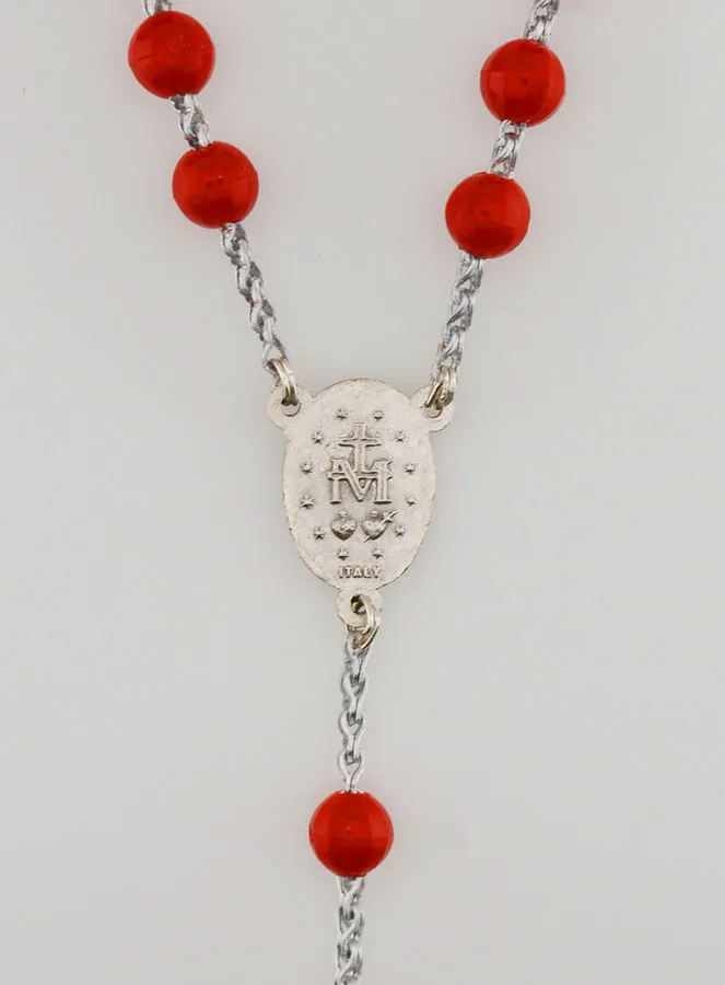 Rosary with the Miraculous Medal - Red (pic 4)