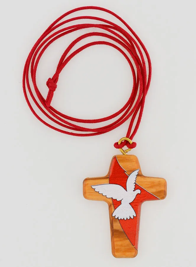 Wooden Cross Pendant Holy Spirit with Cord (pic 1)
