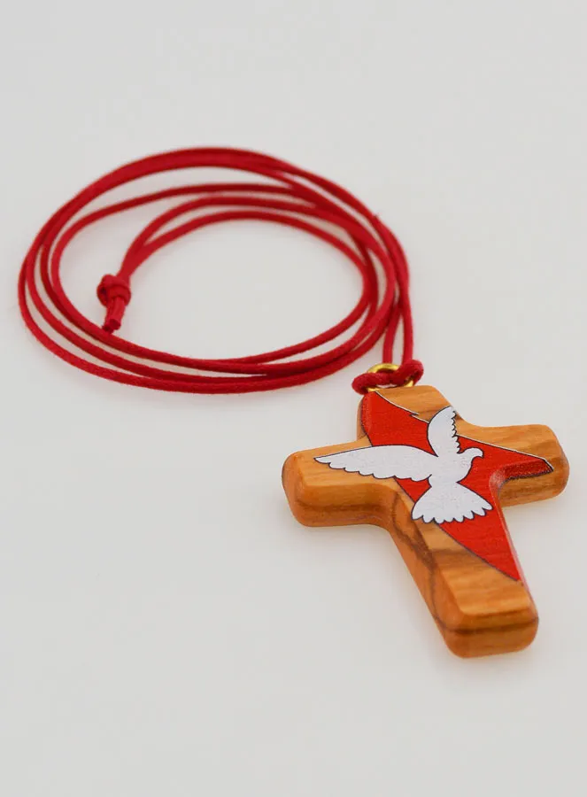Wooden Cross Pendant Holy Spirit with Cord (pic 2)