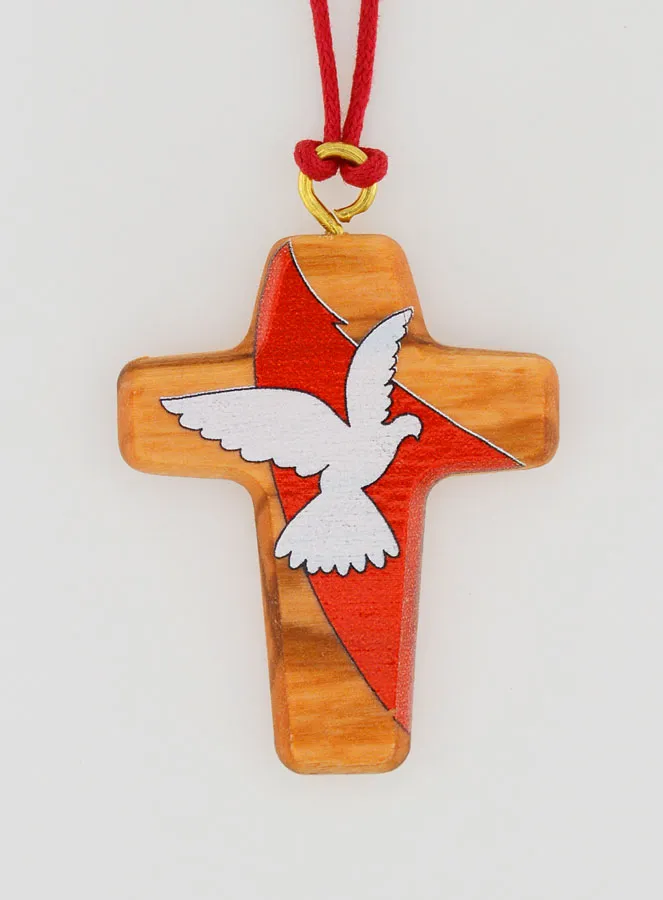 Wooden Cross Pendant Holy Spirit with Cord (pic 4)