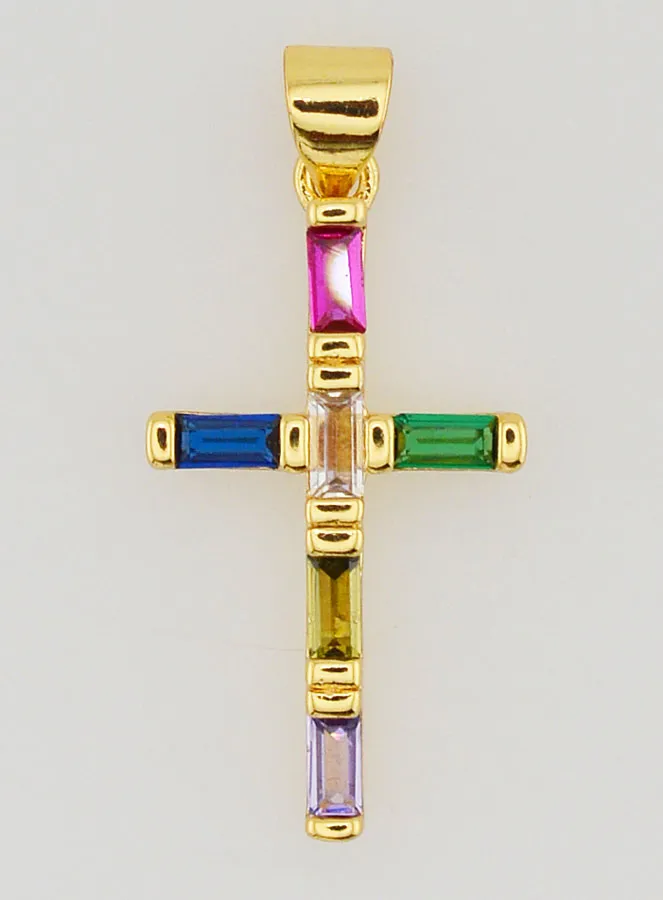 Multicoloured Cross Pendant - 23mm (pic 1)