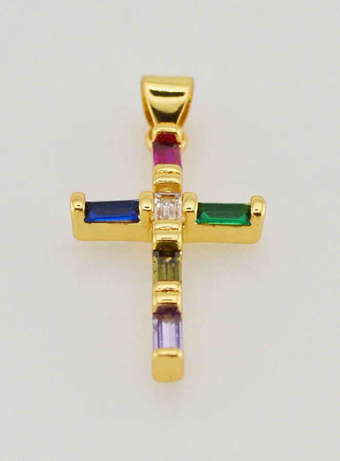 Multicoloured Cross Pendant - 23mm (pic 2)