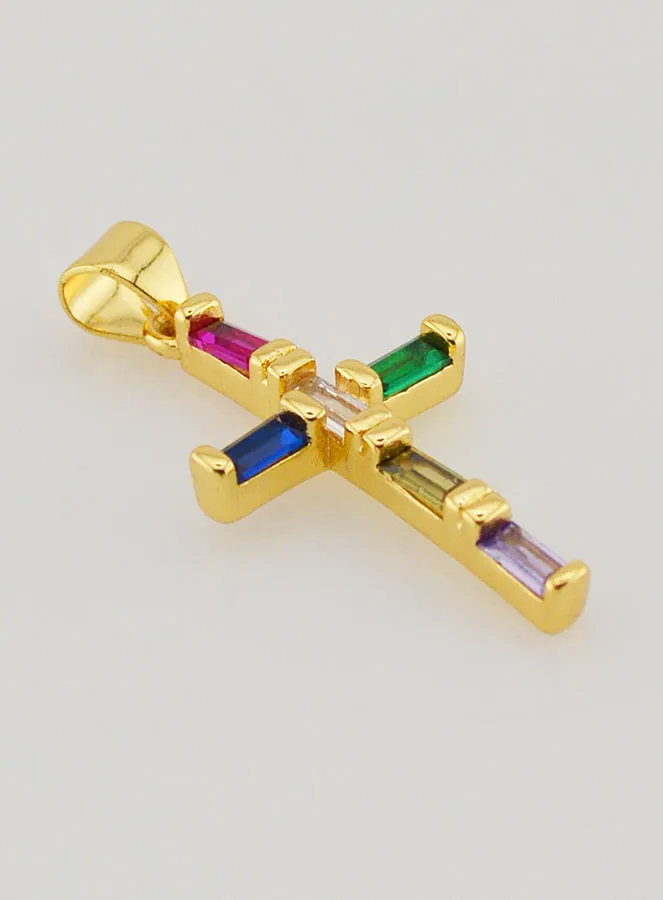 Multicoloured Cross Pendant - 23mm (pic 3)
