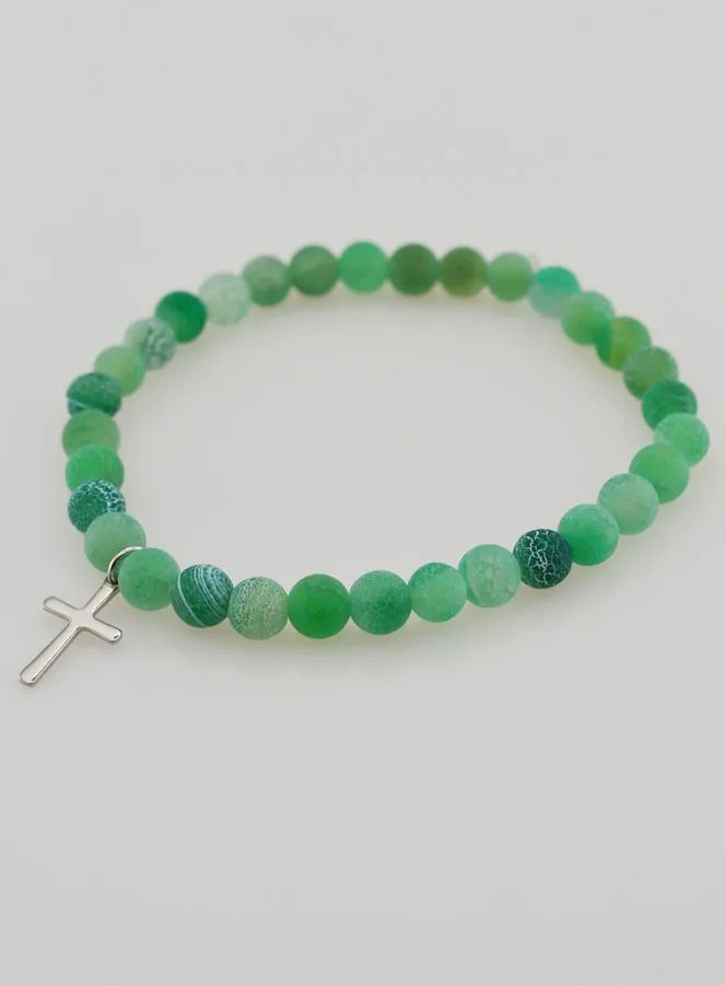 Religious Bracelet with Cross and Agate – Green (pic 4)
