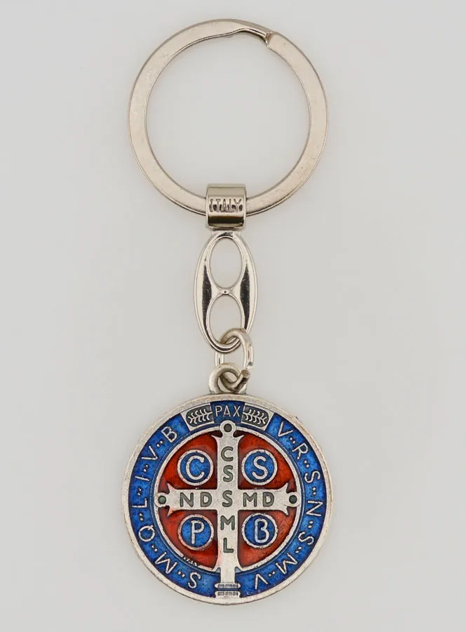 Colourful Saint Benedict Medal Keyring (pic 1)
