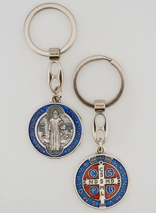 Colourful Saint Benedict Medal Keyring (pic 3)