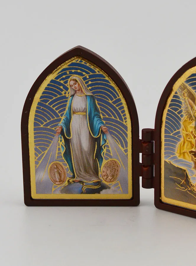 Mini Diptych Icon – Our Lady of Miracles and Saint Michael (pic 2)