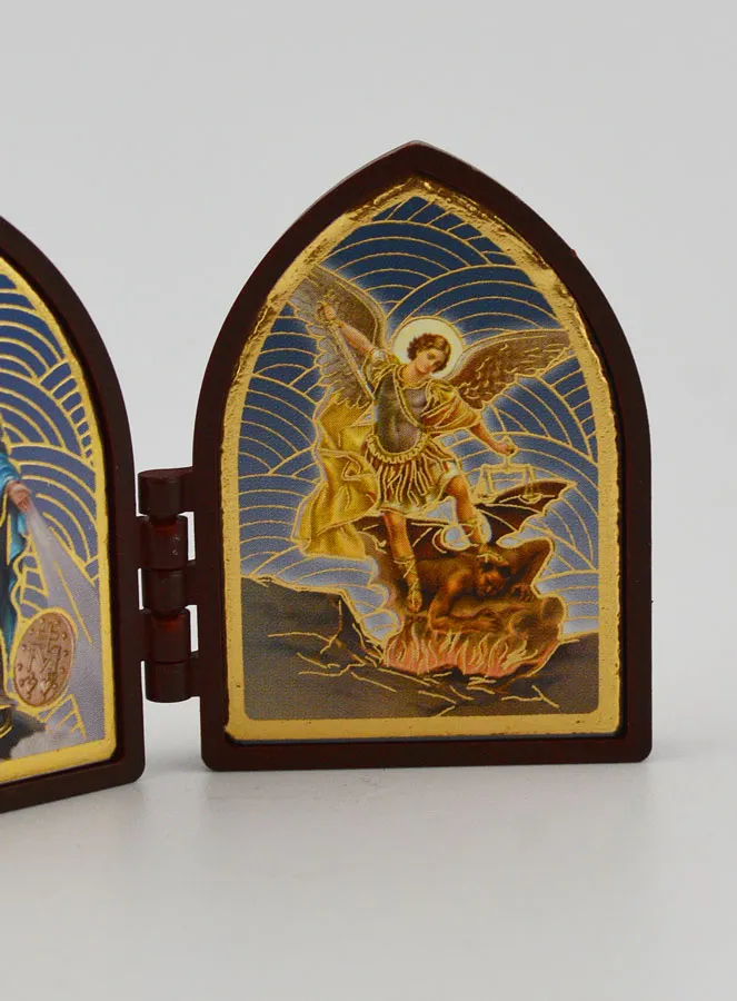Mini Diptych Icon – Our Lady of Miracles and Saint Michael (pic 3)