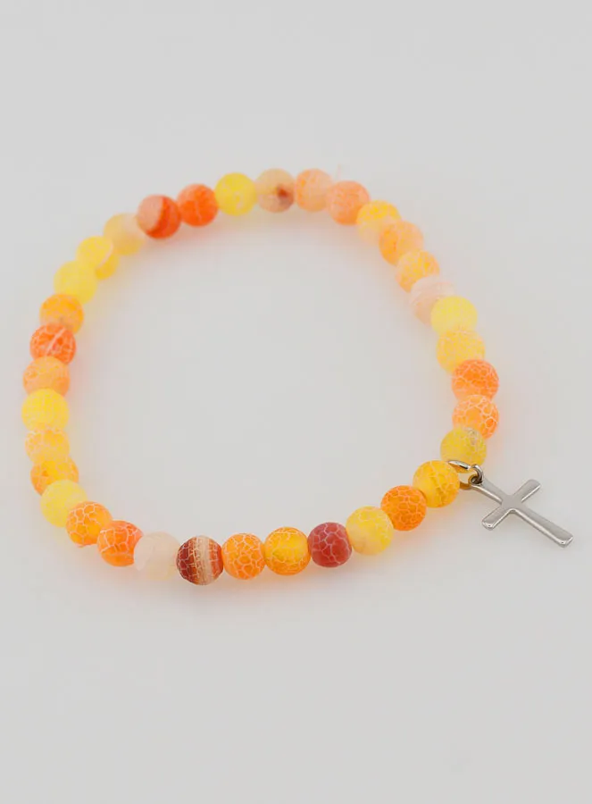 Religious Bracelet with Cross and Agate – Orange (pic 4)