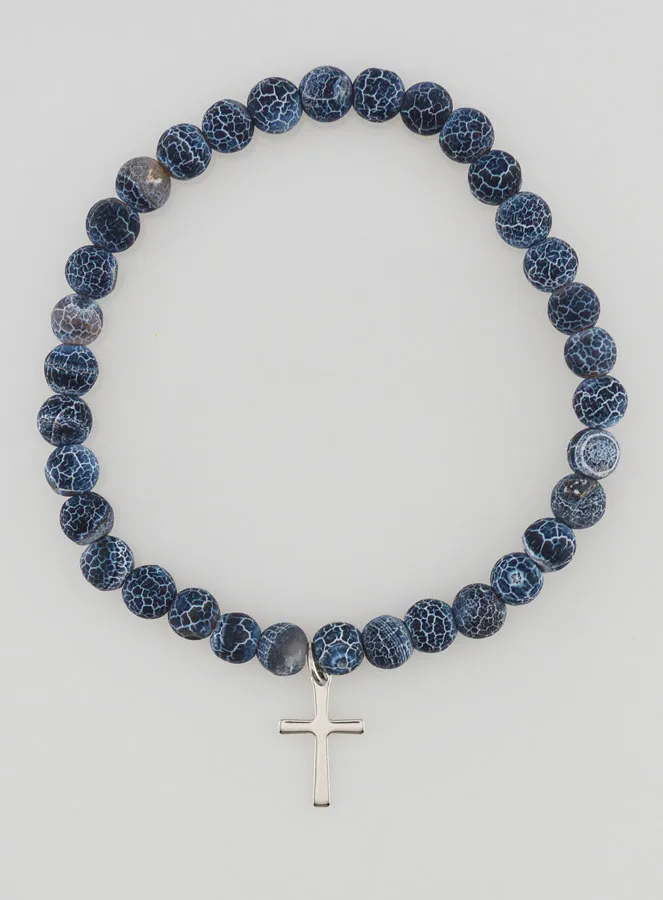 Religious Bracelet with Cross and Agate – Black (pic 1)