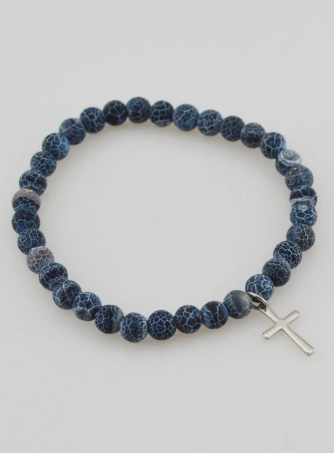 Religious Bracelet with Cross and Agate – Black (pic 3)