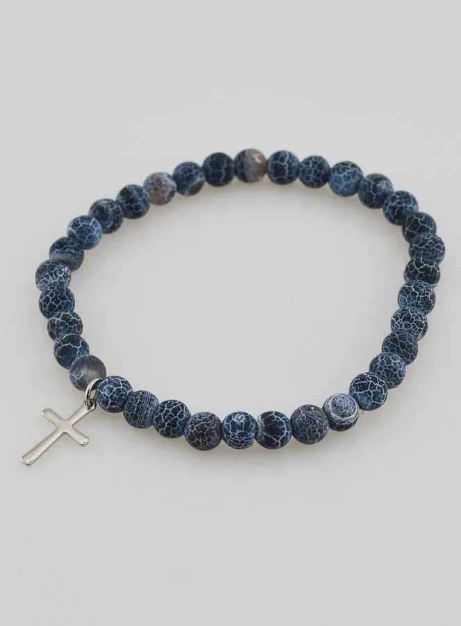 Religious Bracelet with Cross and Agate – Black (pic 4)
