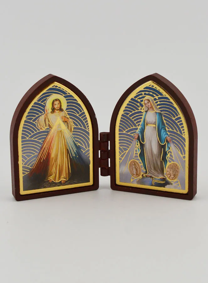 Mini Diptych Icon – Jesus and Miraculous Virgin Mary (pic 1)