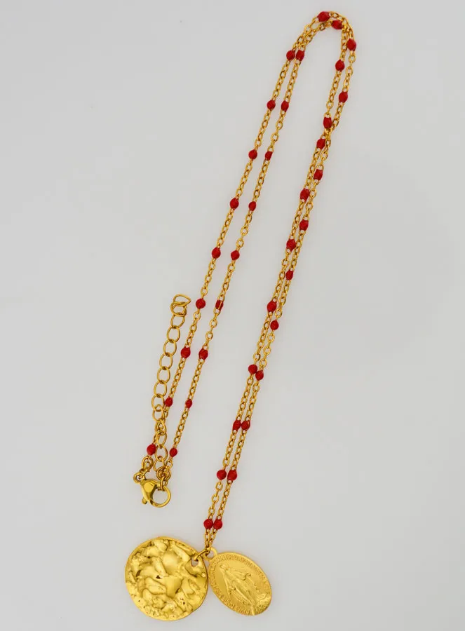 Religious Necklace with Beads and Miraculous Medal (pic 2)