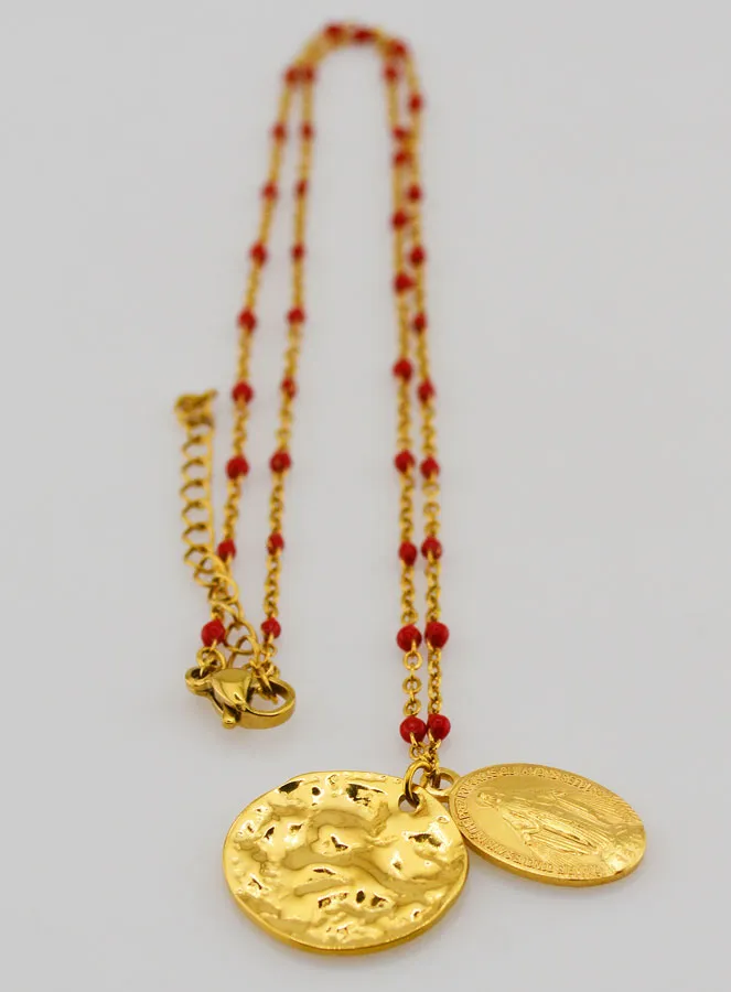 Religious Necklace with Beads and Miraculous Medal (pic 3)