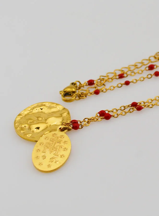 Religious Necklace with Beads and Miraculous Medal (pic 4)