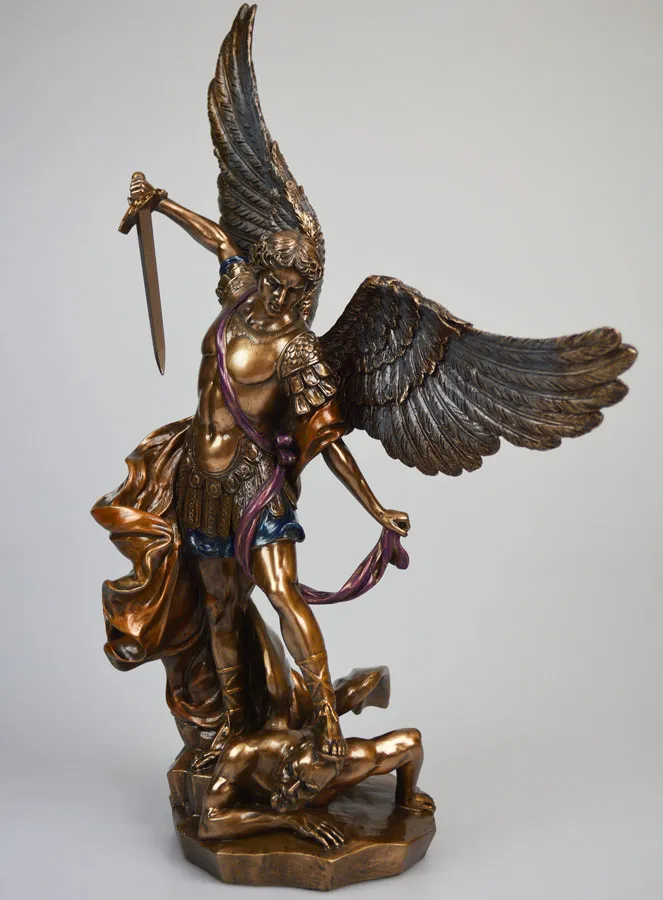 Religious Statue of Saint Michael the Archangel in Bronze – 37 cm (pic 2)