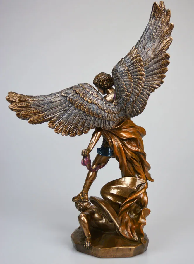 Religious Statue of Saint Michael the Archangel in Bronze – 37 cm (pic 4)