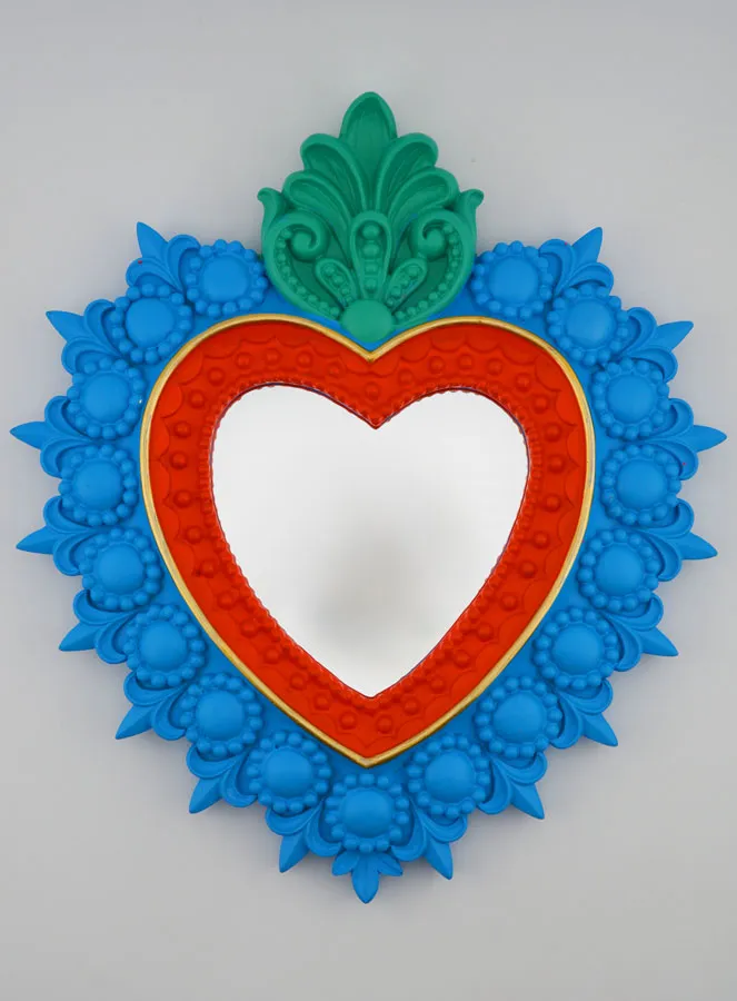 Colourful Ex Voto Wall Mirror – 24cm (pic 1)