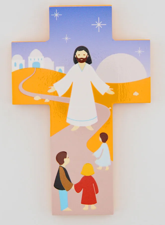 Wooden Children’s Cross – Jesus and the Children (pic 1)