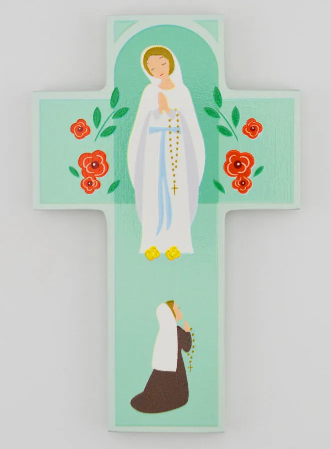 Wooden Children’s Cross – Our Lady of Lourdes (pic 1)