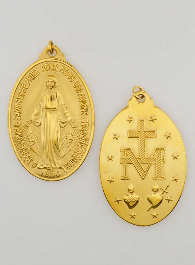 Miraculous Medal in Golden Stainless Steel – 40mm (pic 1)