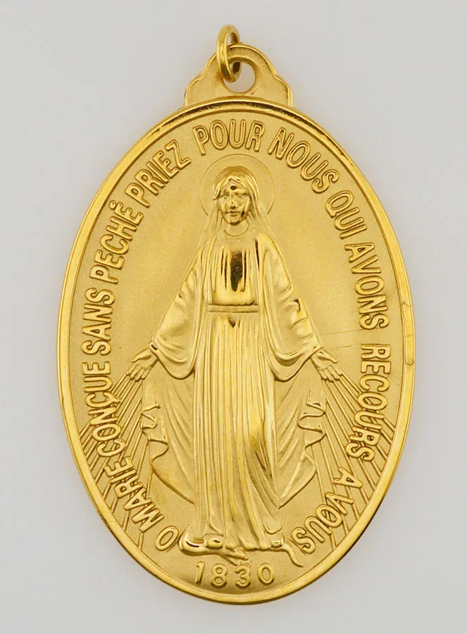 Miraculous Medal in Golden Stainless Steel – 40mm (pic 2)