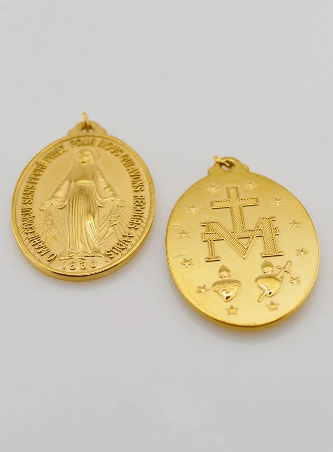Miraculous Medal in Golden Stainless Steel – 40mm (pic 4)