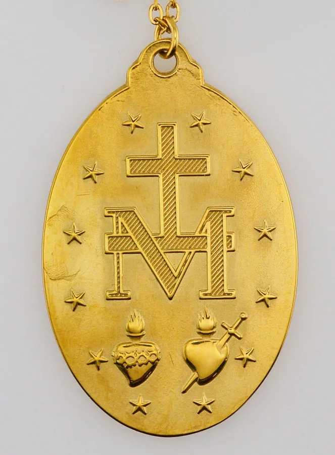 Golden Miraculous Medal Necklace – 22mm (pic 3)