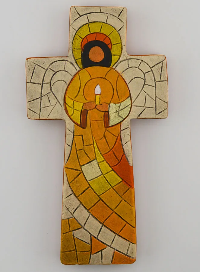Ceramic Cross with Guardian Angel - 15cm (pic 1)