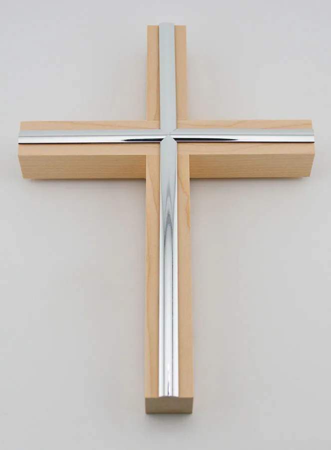 Maple Crucifix with a Silver Finish – 20cm (pic 2)