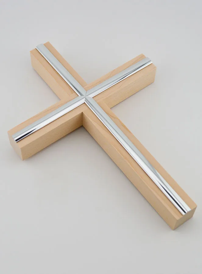 Maple Crucifix with a Silver Finish – 20cm (pic 3)