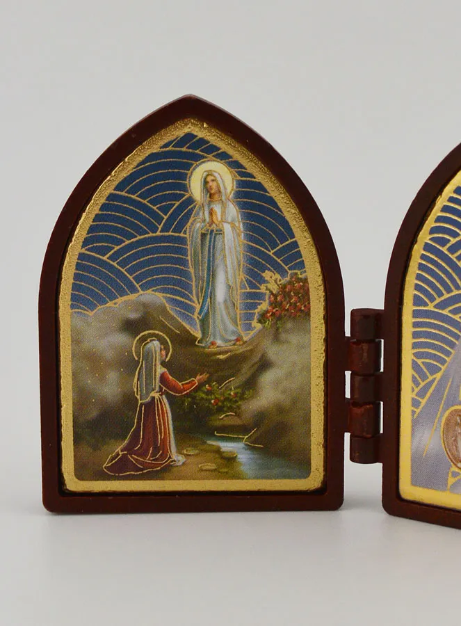Mini Diptych Icon – Our Lady of Lourdes and the Miraculous Virgin Mary (pic 2)