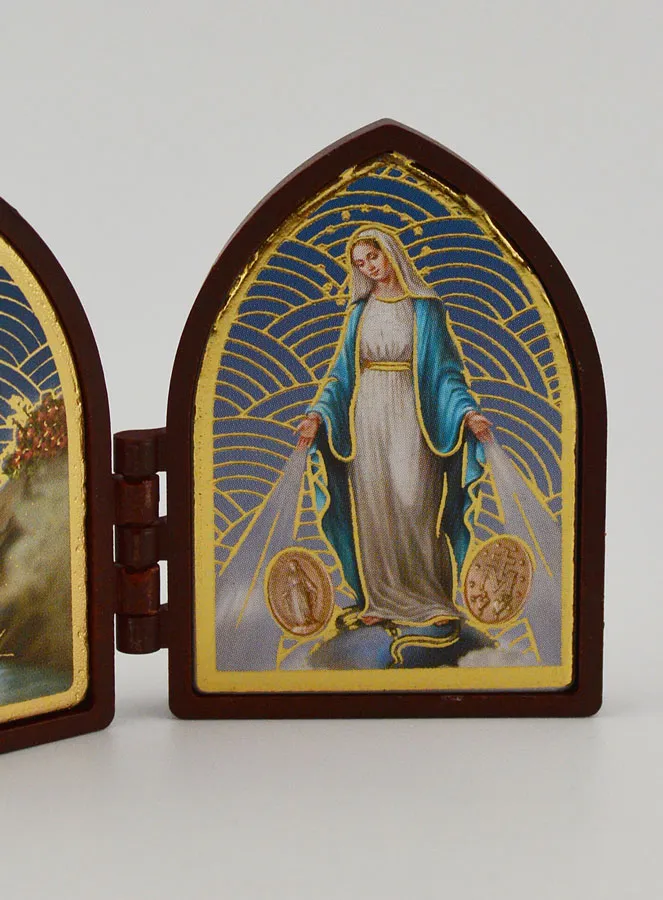 Mini Diptych Icon – Our Lady of Lourdes and the Miraculous Virgin Mary (pic 3)