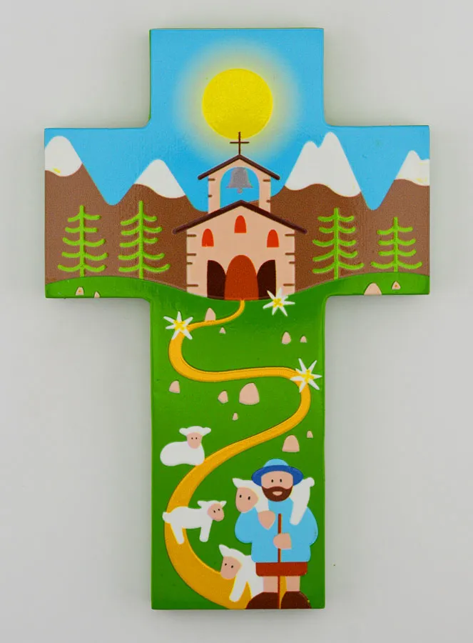 Wooden Children’s Cross – Good Shepherd (pic 1)
