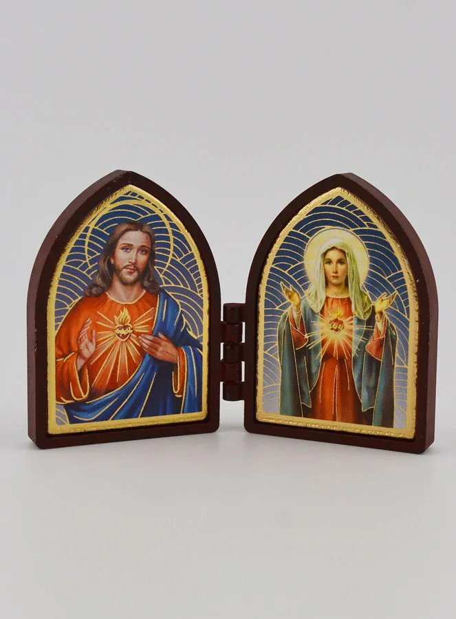 Small Diptych Icon – Sacred Hearts of Jesus and Mary (pic 1)