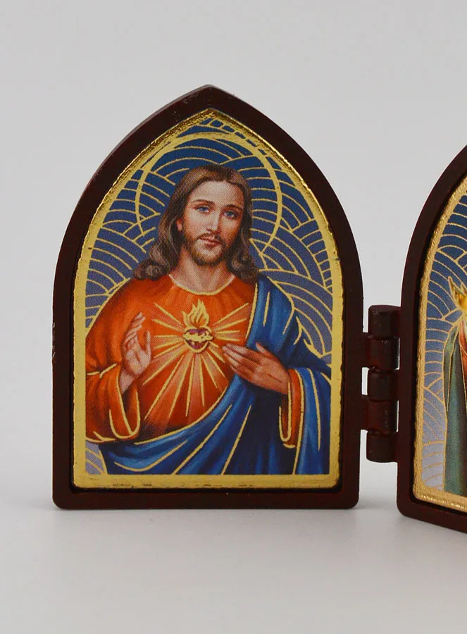 Small Diptych Icon – Sacred Hearts of Jesus and Mary (pic 2)