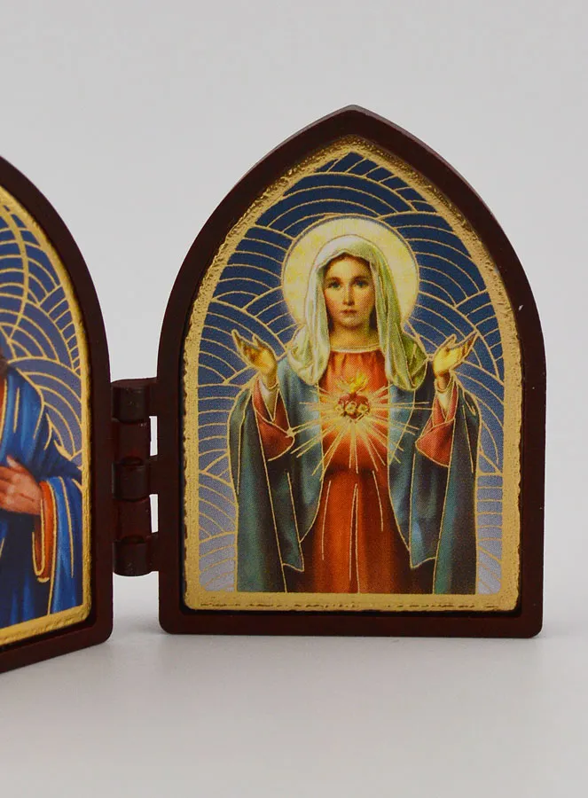 Small Diptych Icon – Sacred Hearts of Jesus and Mary (pic 3)