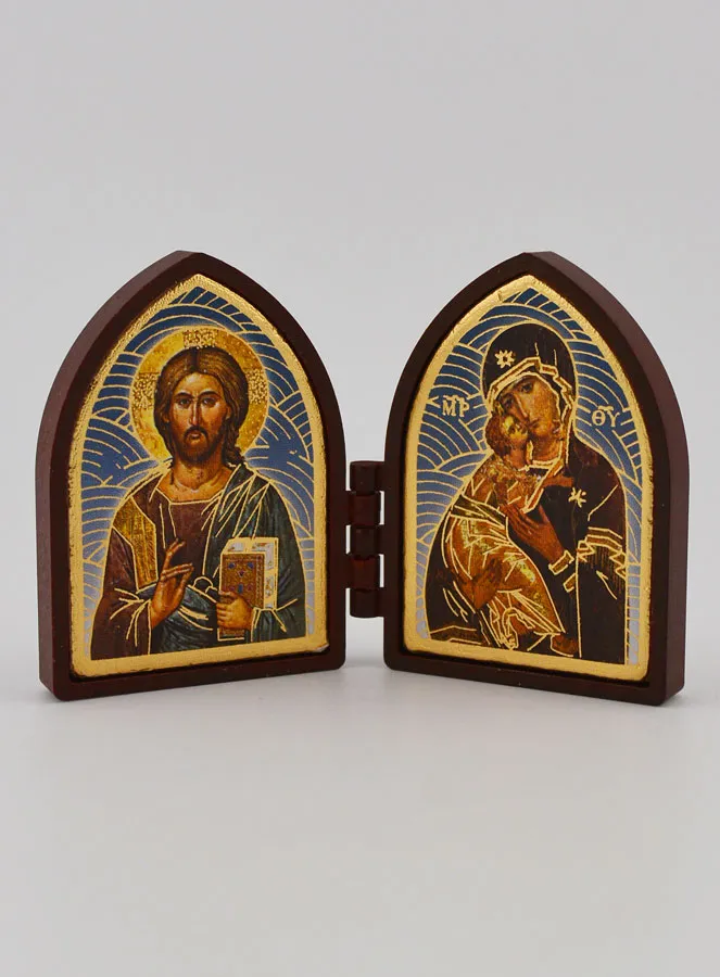 Small Diptych Icon – Christ Pantocrator and Our Lady of Vladimir (pic 1)