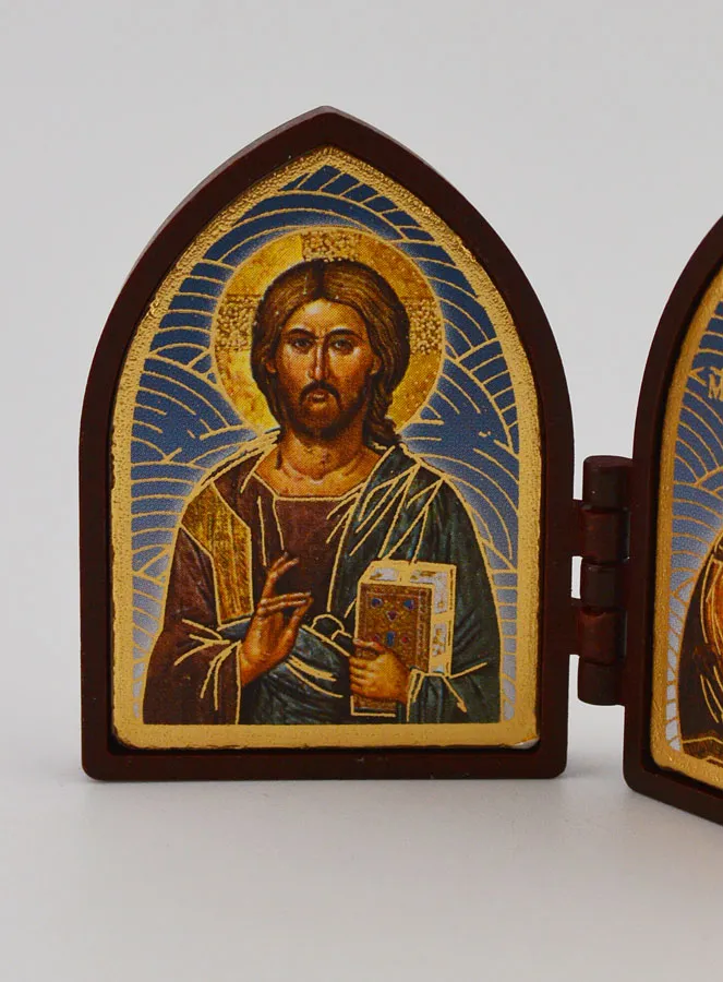 Small Diptych Icon – Christ Pantocrator and Our Lady of Vladimir (pic 2)